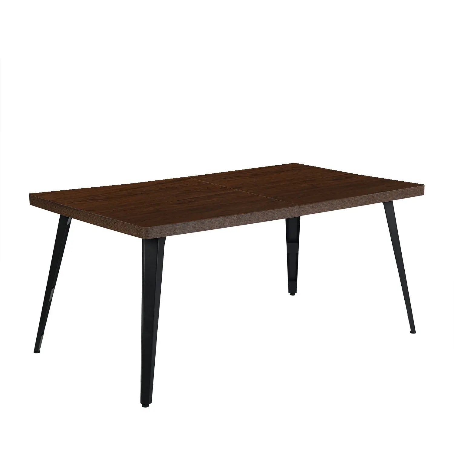 63" Dark Brown and Black Wood and Steel Dining Table Homeroots Kitchen & Dining