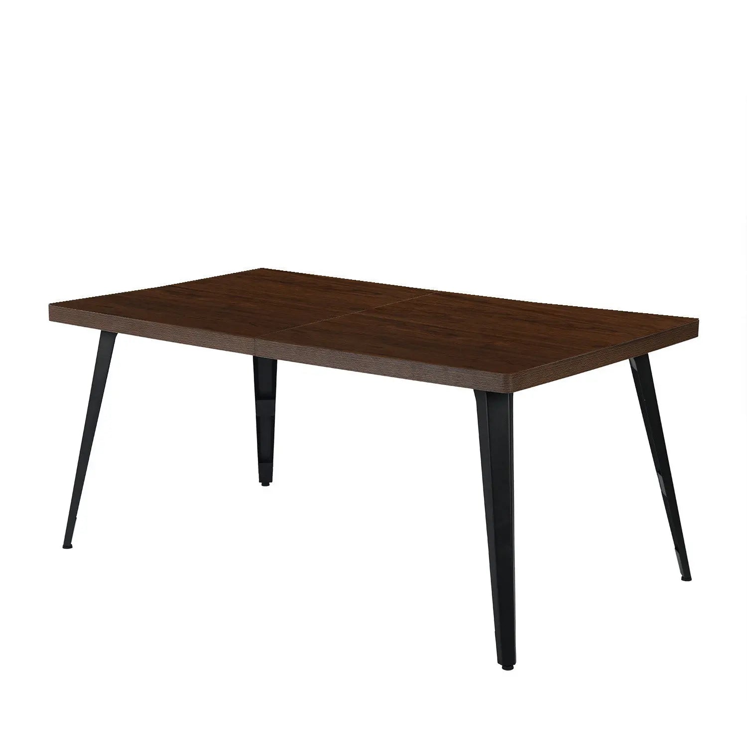 63" Dark Brown and Black Wood and Steel Dining Table Homeroots Kitchen & Dining