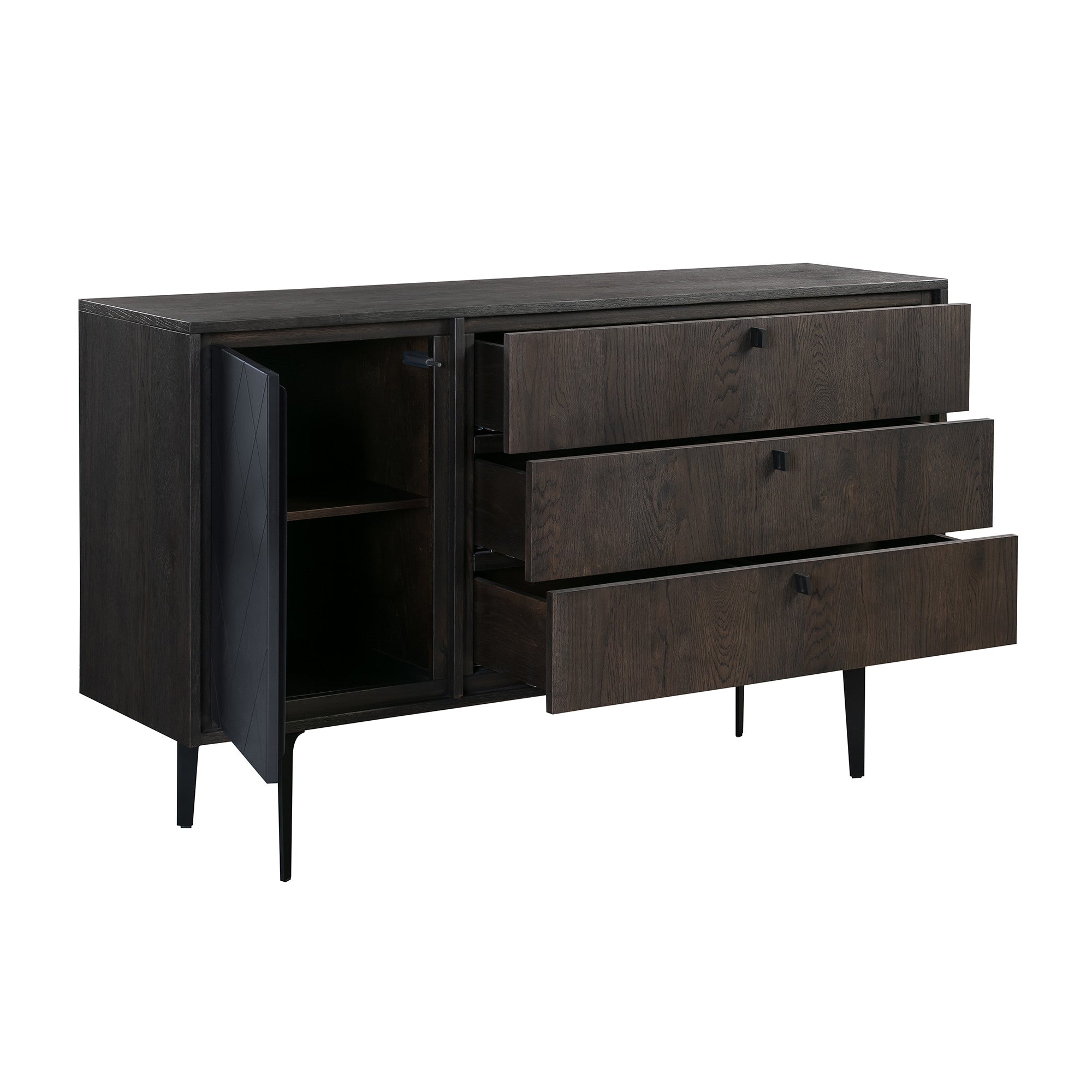 63" Gray Solid Wood Three Drawer Dresser - GreatEagleInc
