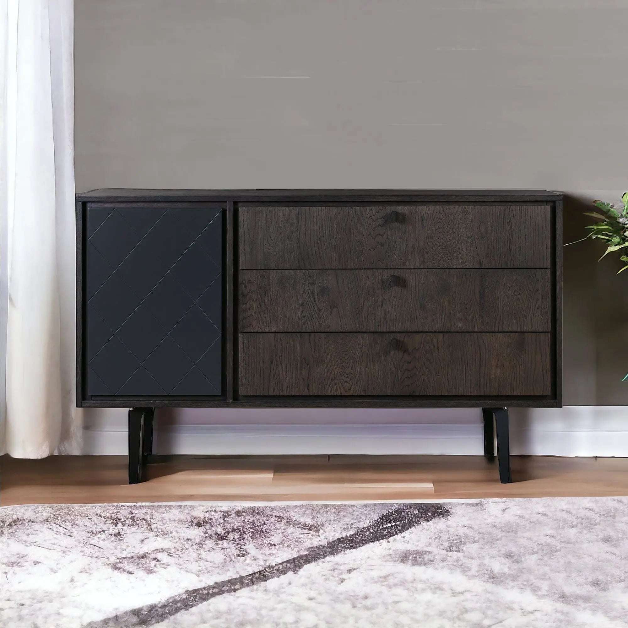 63" Gray Solid Wood Three Drawer Dresser - GreatEagleInc