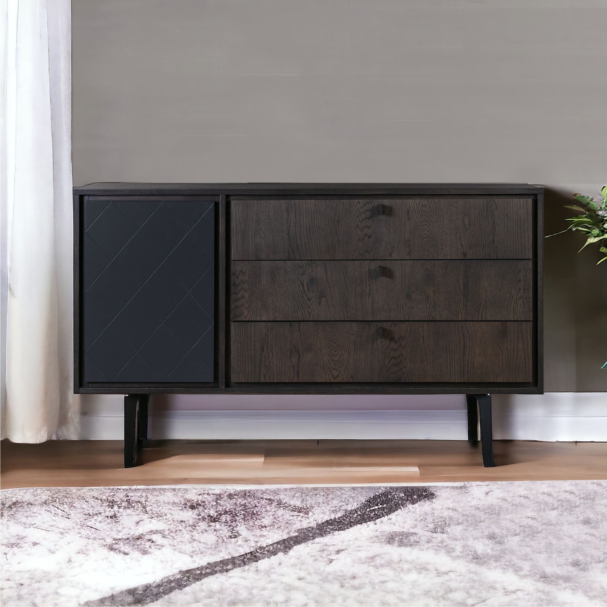 63" Gray Solid Wood Three Drawer Dresser - GreatEagleInc