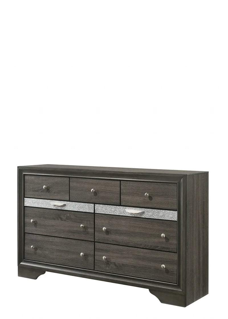 63" Gray Solid and Manufactured Wood Nine Drawer Triple Dresser - GreatEagleInc