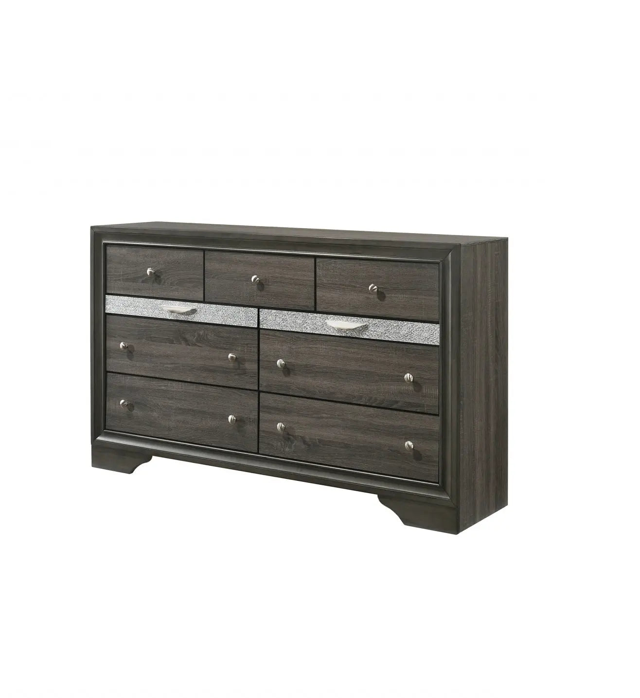 63" Gray Solid and Manufactured Wood Nine Drawer Triple Dresser - GreatEagleInc