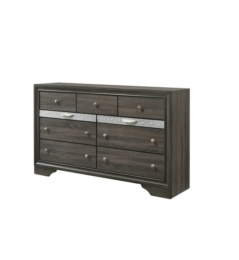 63" Gray Solid and Manufactured Wood Nine Drawer Triple Dresser - GreatEagleInc
