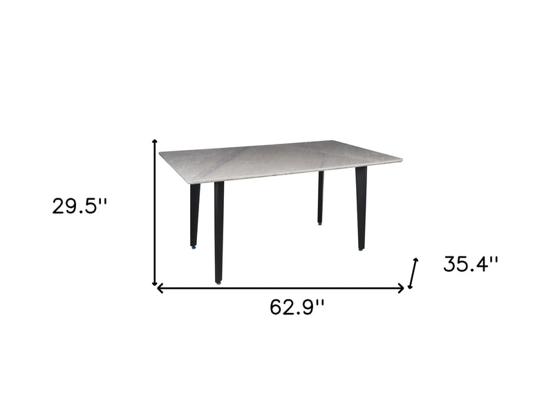 63" Gray Stone and Metal Dining Table Homeroots Kitchen & Dining