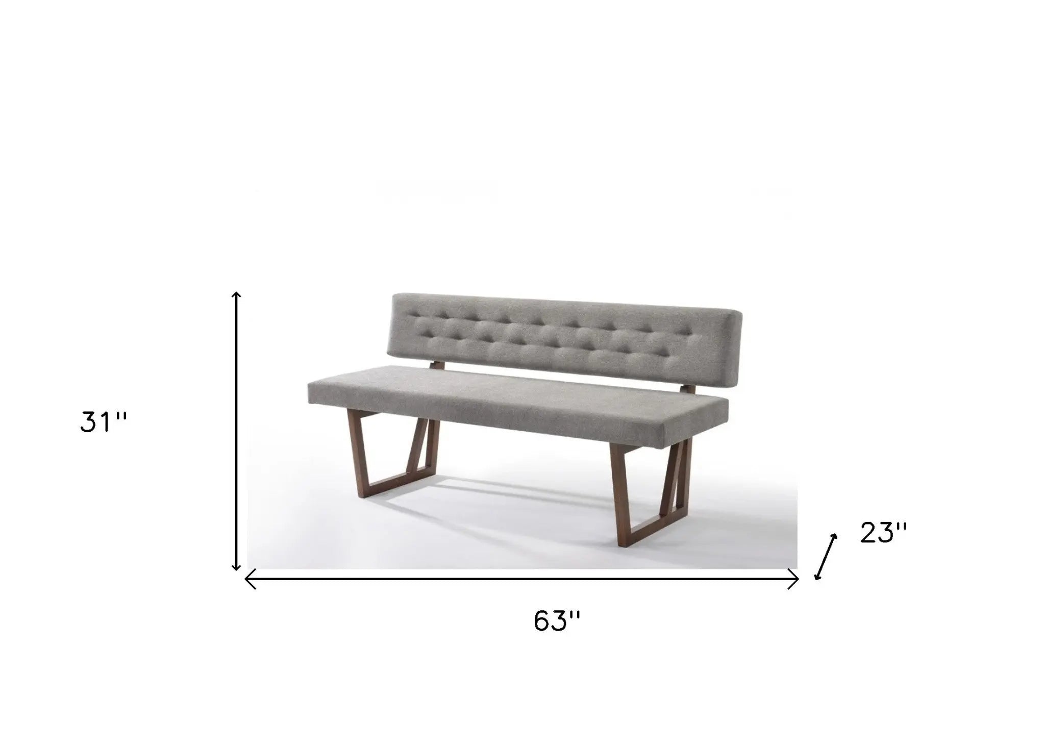 63" Gray and Brown Upholstered Linen Blend Dining Bench Homeroots Living Room