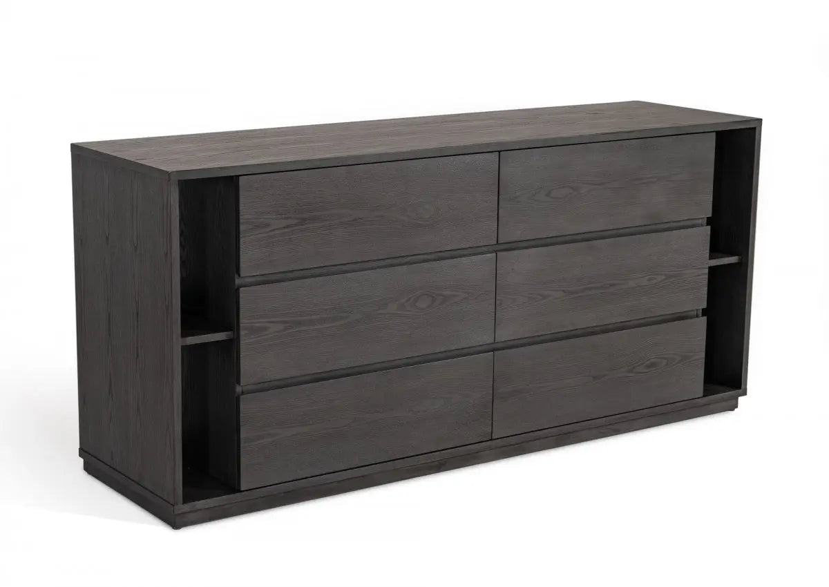 63" Grey Solid Wood Six Drawer Double Dresser Homeroots Bed & Bath
