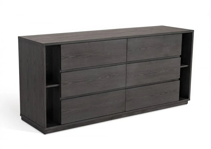 63" Grey Solid Wood Six Drawer Double Dresser Homeroots Bed & Bath