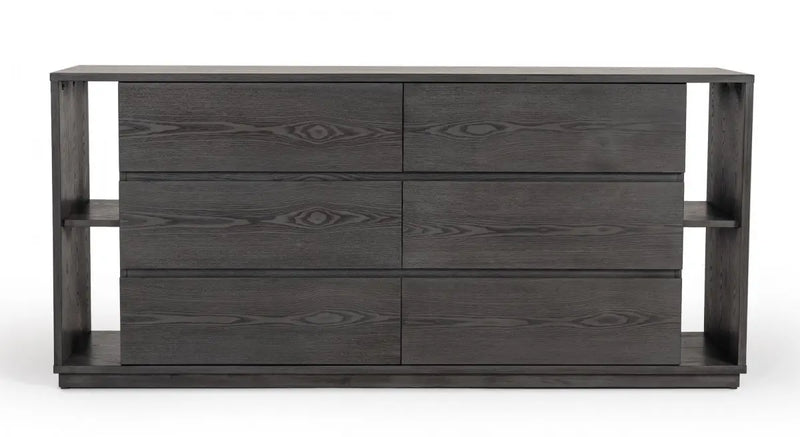 63" Grey Solid Wood Six Drawer Double Dresser Homeroots Bed & Bath