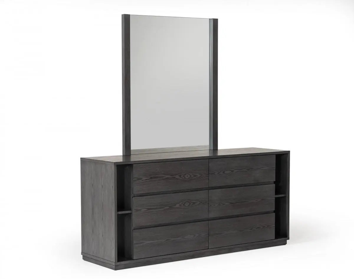 63" Grey Solid Wood Six Drawer Double Dresser Homeroots Bed & Bath