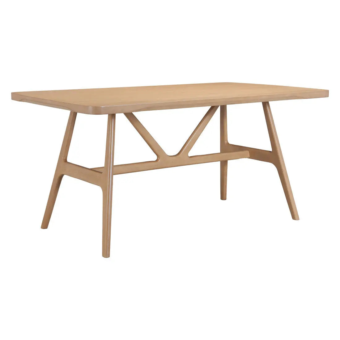 63" Natural Solid Wood Trestle Base Dining Table Homeroots Kitchen & Dining