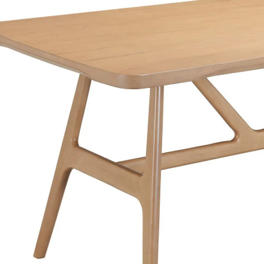 63" Natural Solid Wood Trestle Base Dining Table Homeroots Kitchen & Dining