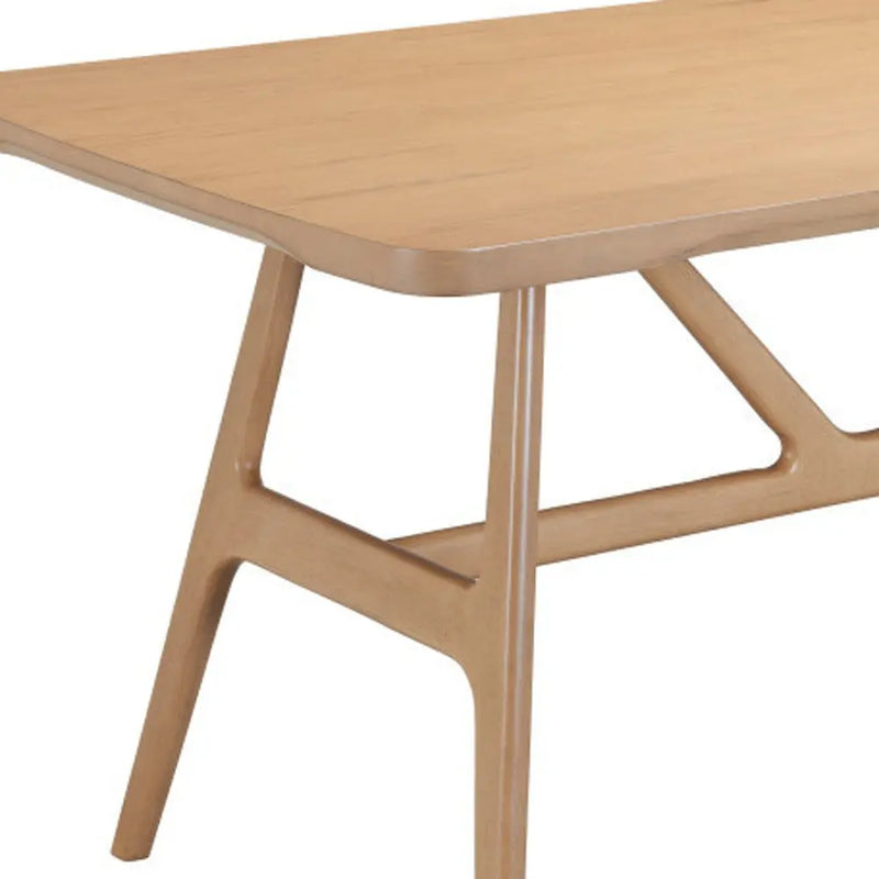63" Natural Solid Wood Trestle Base Dining Table Homeroots Kitchen & Dining