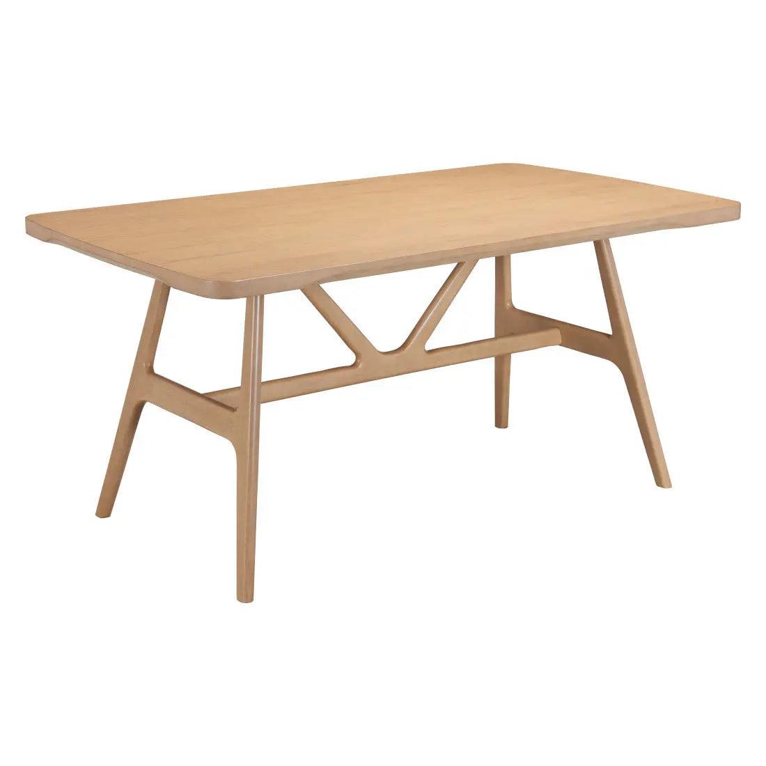 63" Natural Solid Wood Trestle Base Dining Table Homeroots Kitchen & Dining