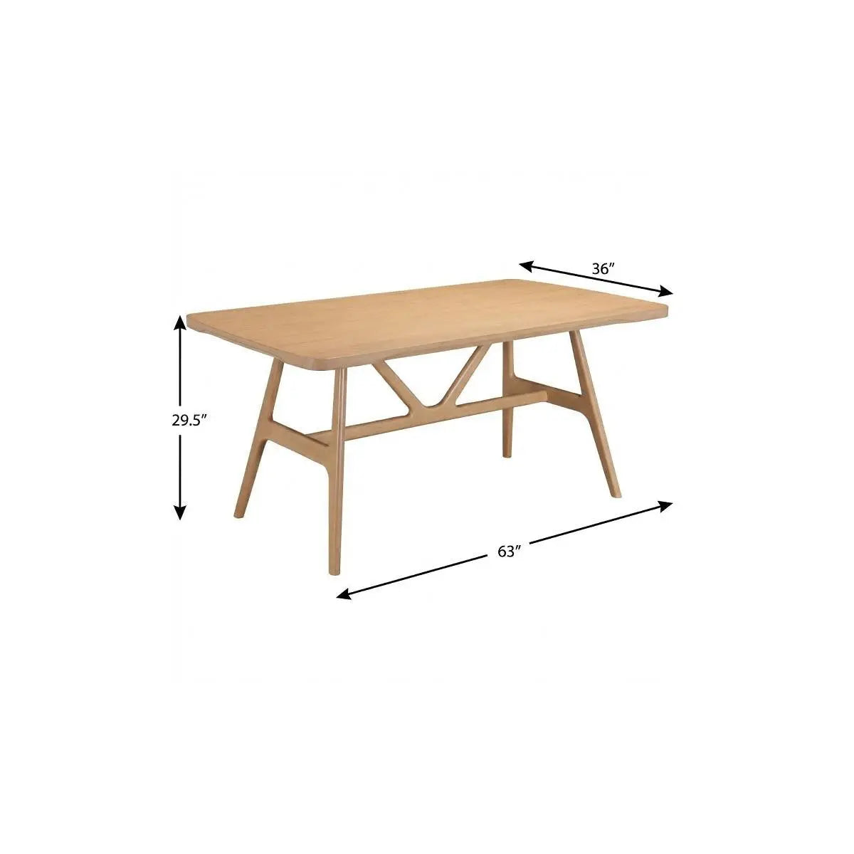 63" Natural Solid Wood Trestle Base Dining Table Homeroots Kitchen & Dining