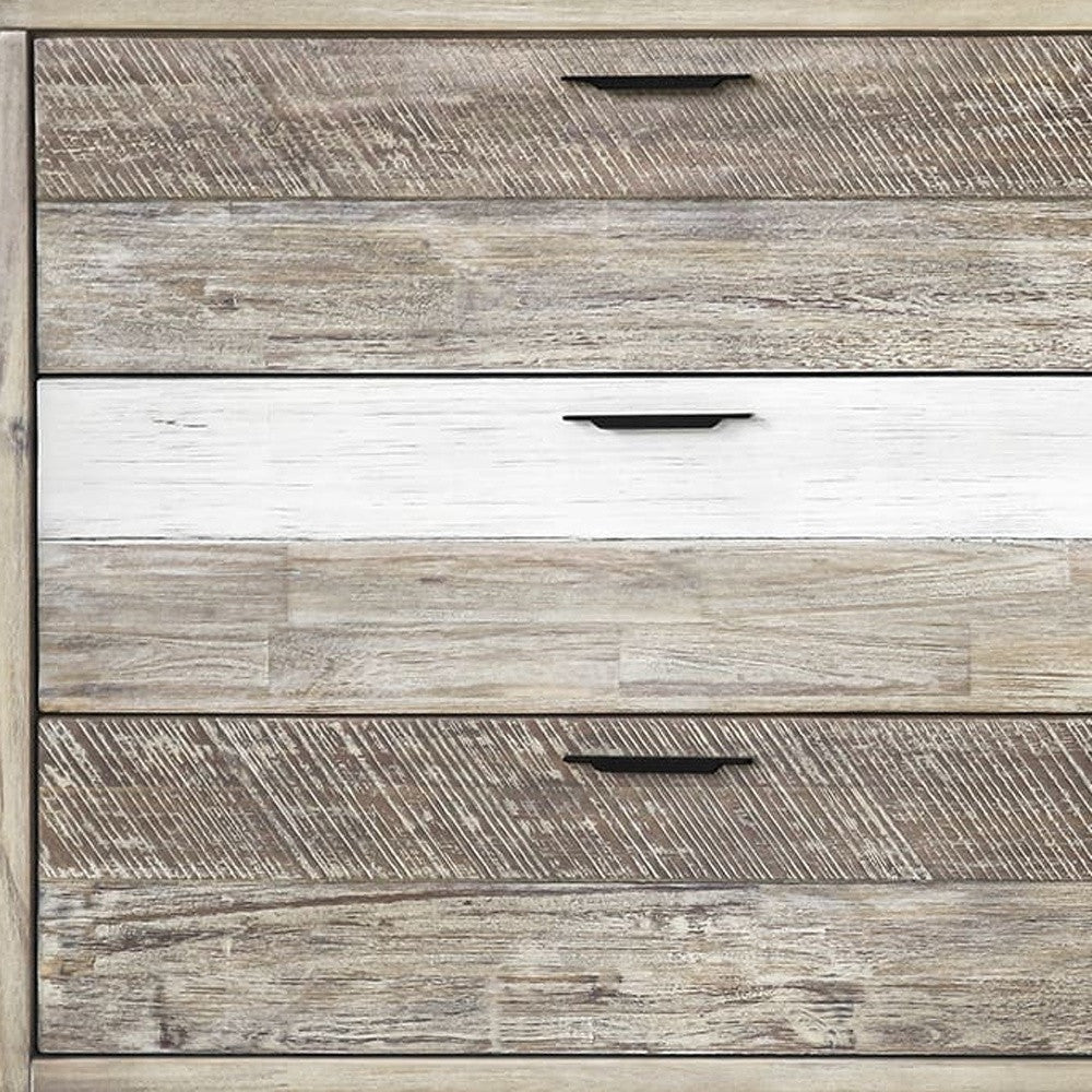 63" Natural and Ivory Solid Wood Six Drawer Double Dresser - GreatEagleInc