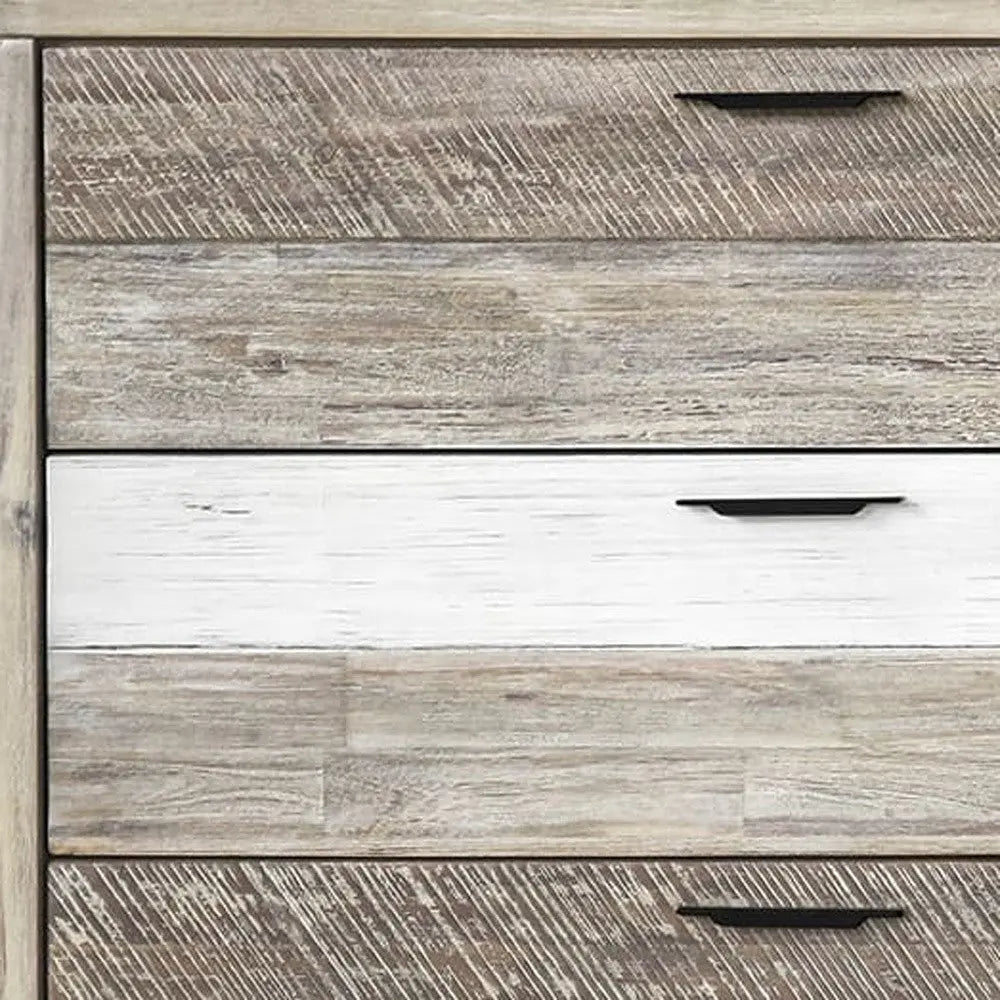 63" Natural and Ivory Solid Wood Six Drawer Double Dresser - GreatEagleInc