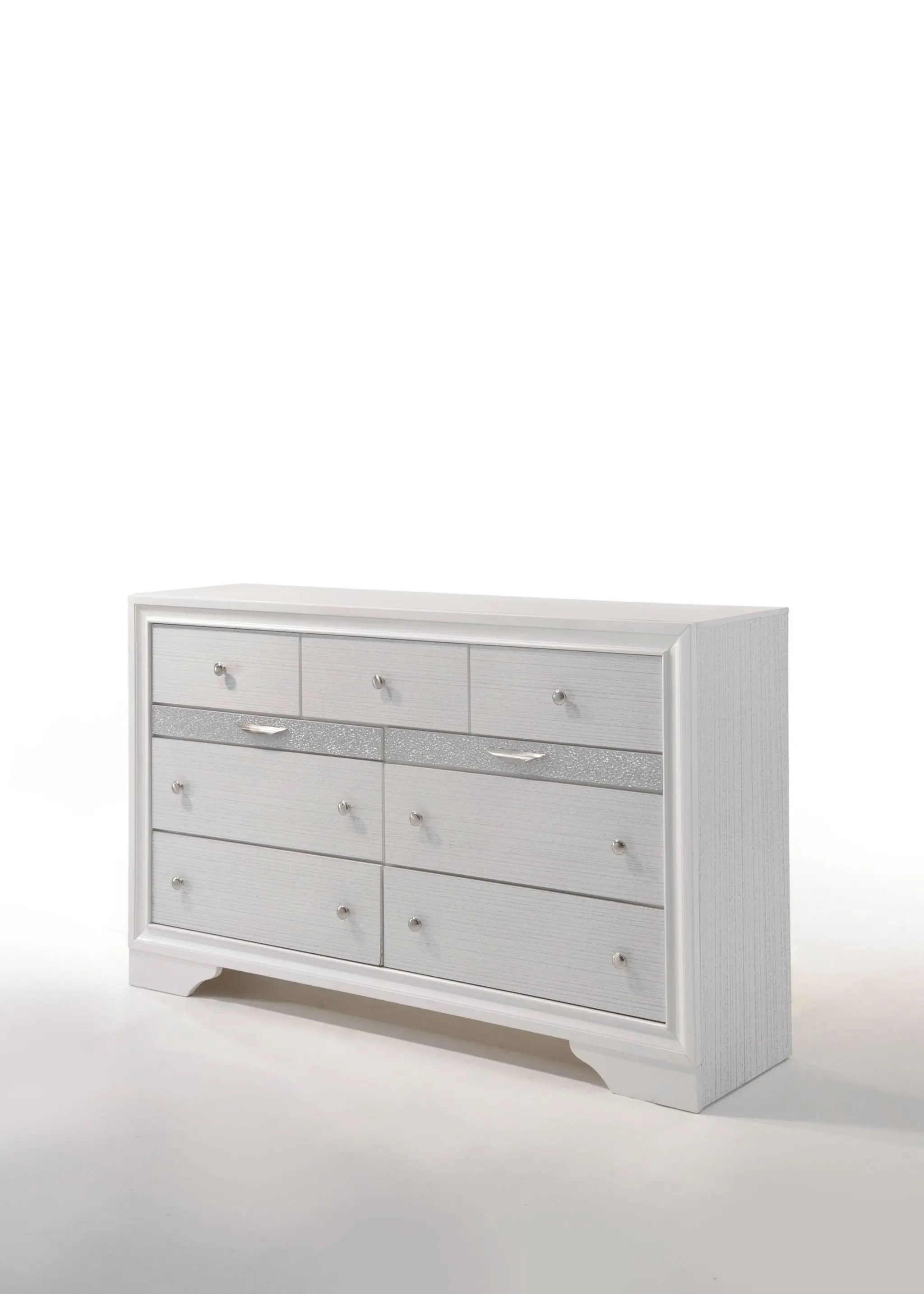 63" White Manufactured Wood Nine Drawer Triple Dresser - GreatEagleInc