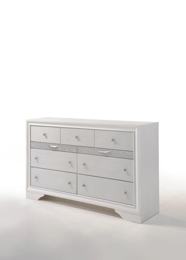 63" White Manufactured Wood Nine Drawer Triple Dresser - GreatEagleInc