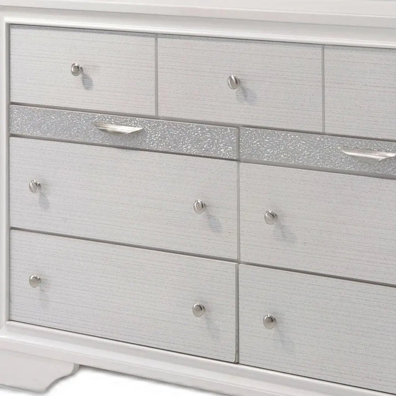 63" White Manufactured Wood Nine Drawer Triple Dresser - GreatEagleInc