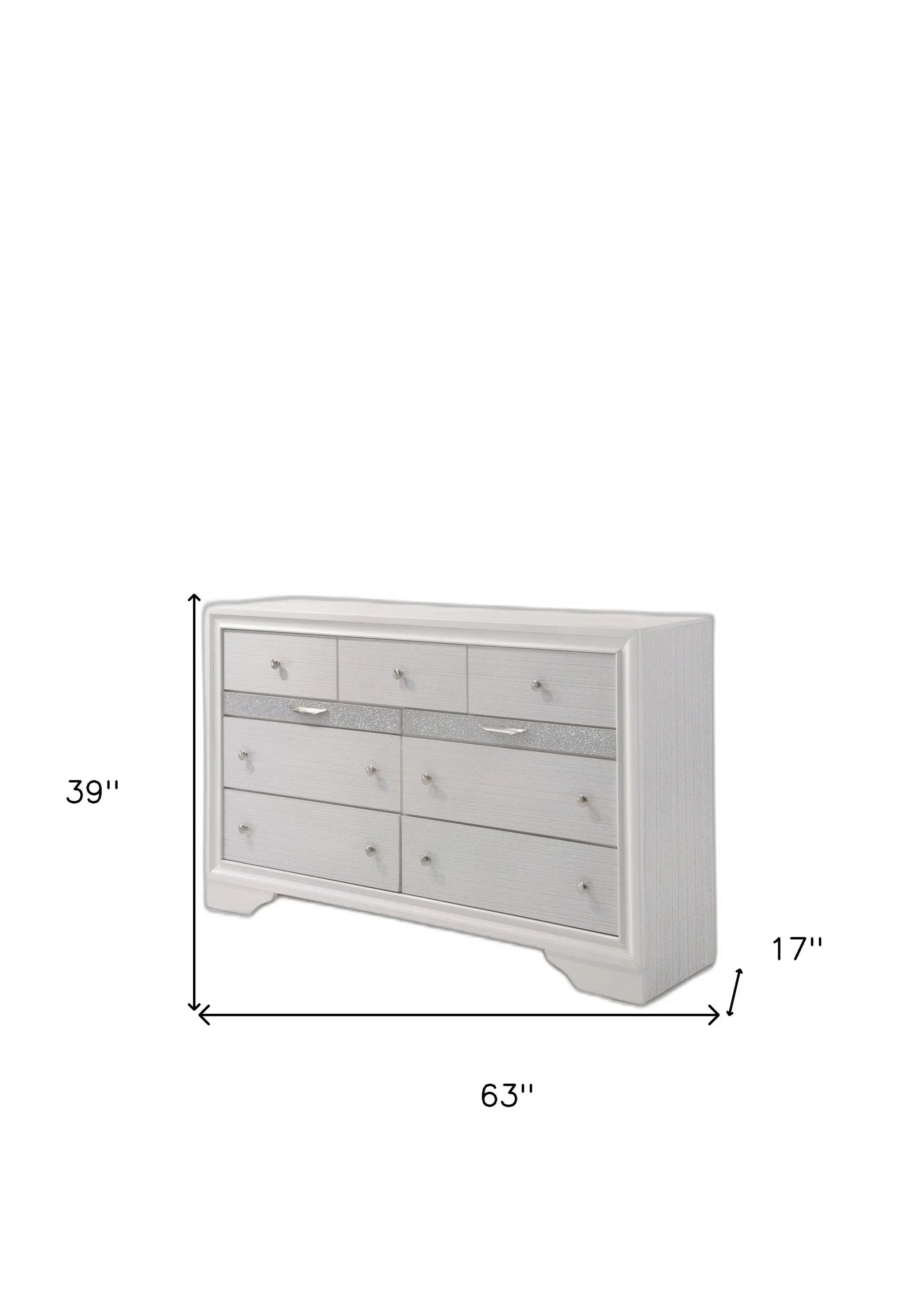 63" White Manufactured Wood Nine Drawer Triple Dresser - GreatEagleInc