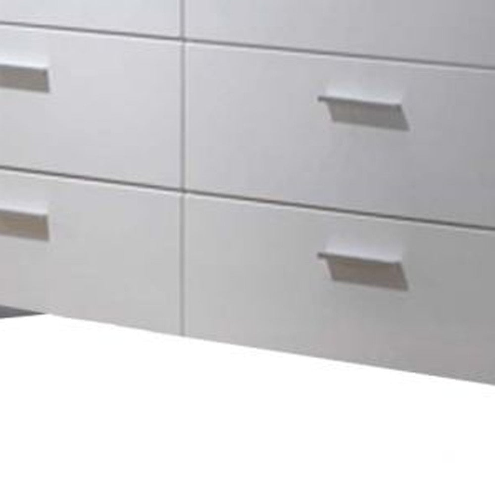 63" White Six Drawer Double Dresser - GreatEagleInc