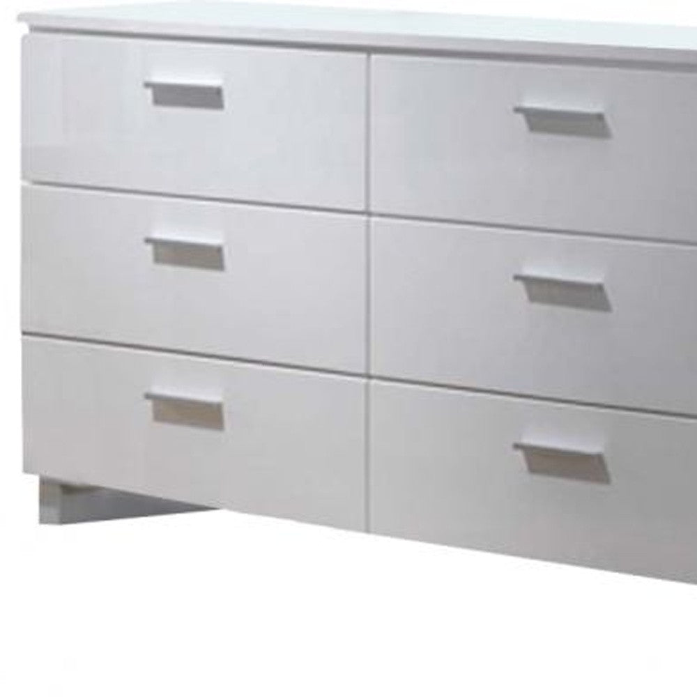 63" White Six Drawer Double Dresser - GreatEagleInc