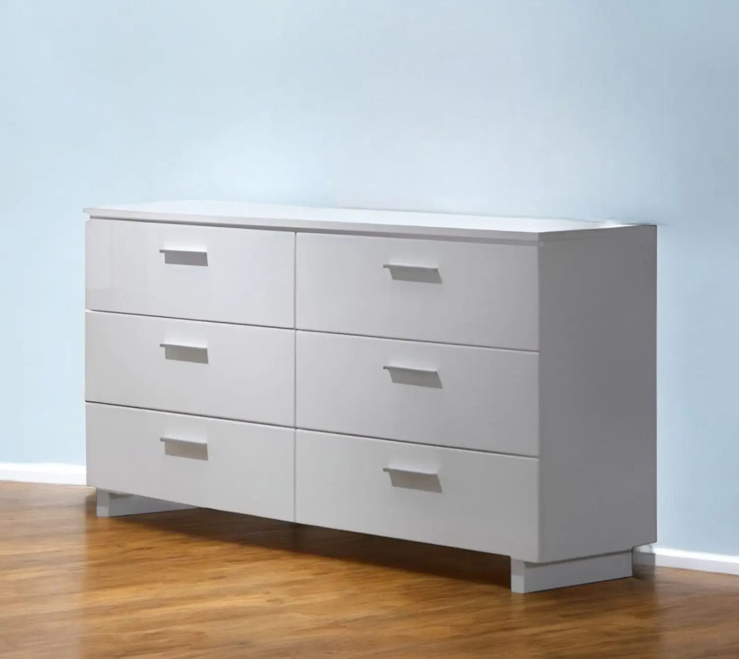 63" White Six Drawer Double Dresser - GreatEagleInc
