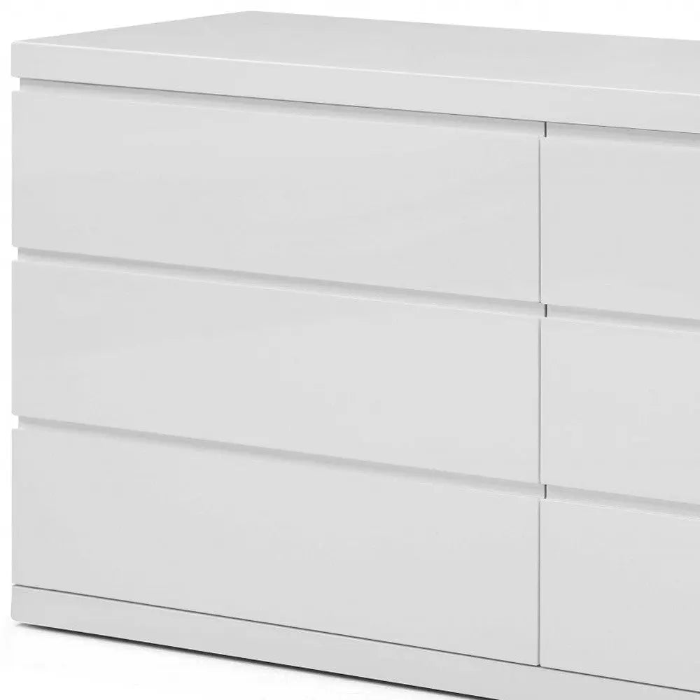 63" White Solid Wood Six Drawer Double Dresser - GreatEagleInc