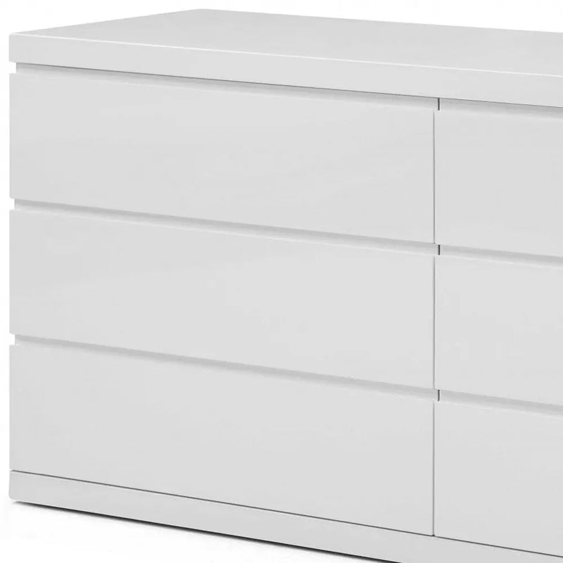 63" White Solid Wood Six Drawer Double Dresser - GreatEagleInc
