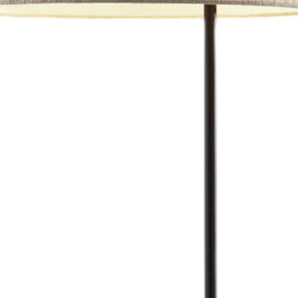 64" Beige And Black Tray Table Floor Lamp With Beige Fabric Drum Shade - GreatEagleInc