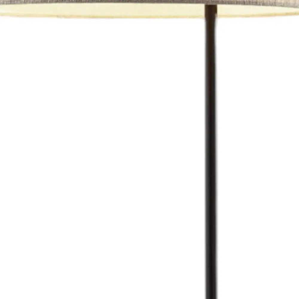 64" Beige And Black Tray Table Floor Lamp With Beige Fabric Drum Shade - GreatEagleInc