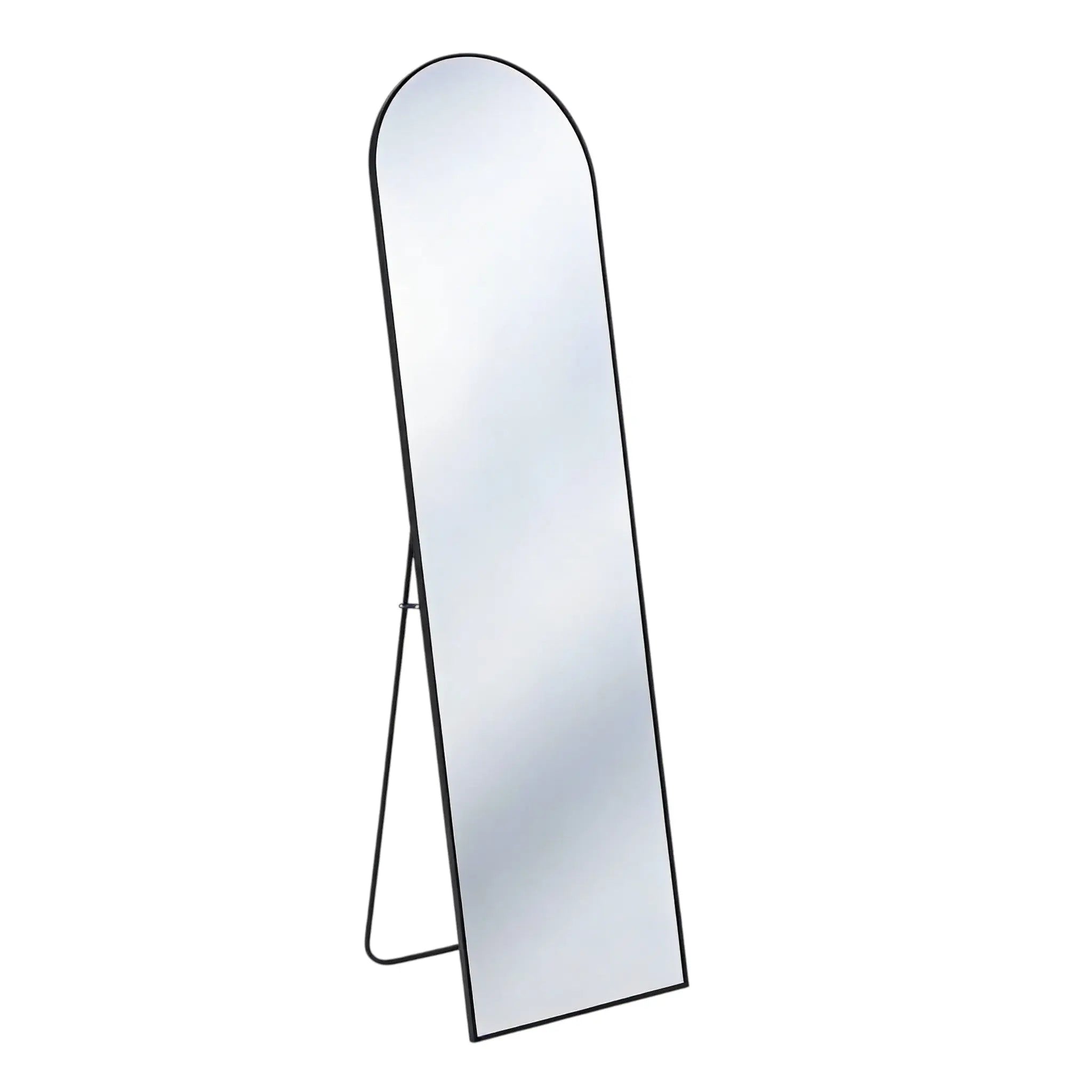 64" Black Aluminum Arch Freestanding And Wall Mounted Framed Full Length Mirror Homeroots Bed & Bath