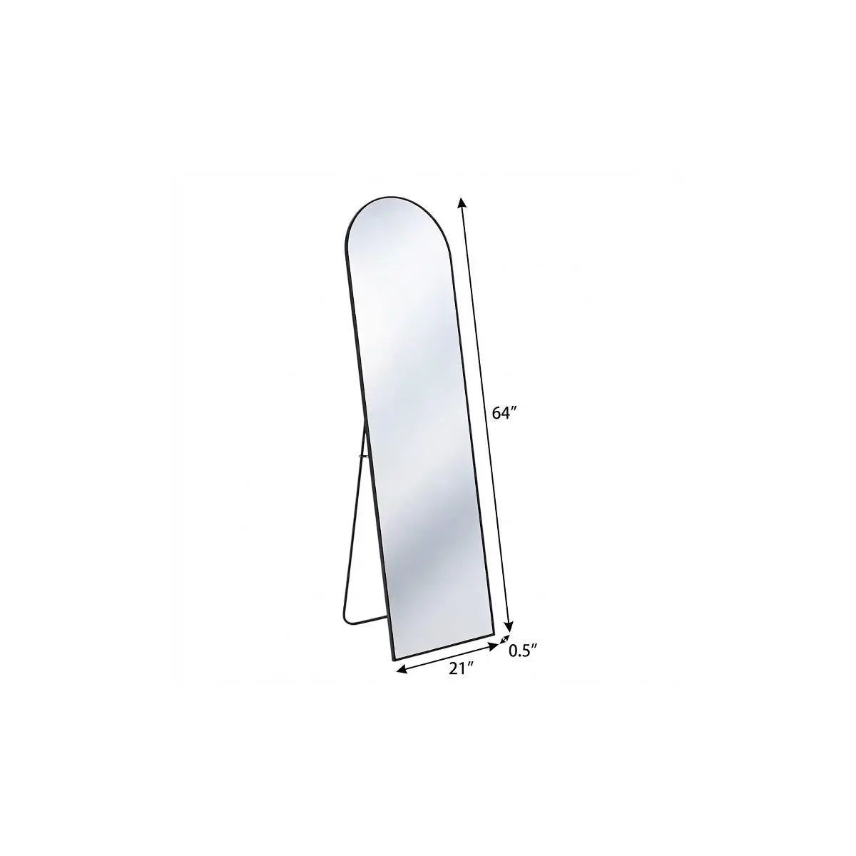 64" Black Aluminum Arch Freestanding And Wall Mounted Framed Full Length Mirror Homeroots Bed & Bath