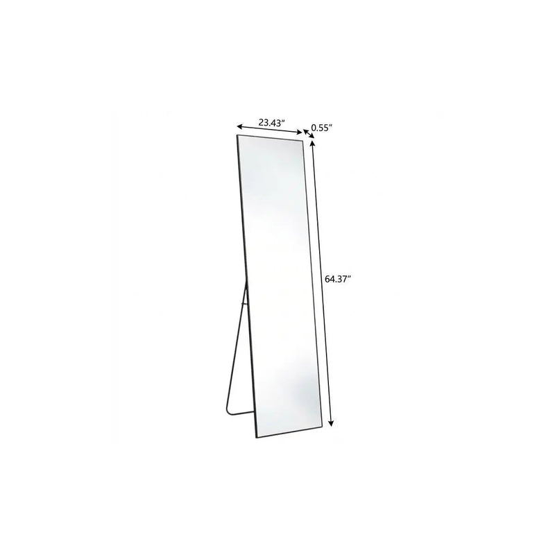 64" Black Aluminum Freestanding And Wall Mounted Framed Full Length Mirror Homeroots Bed & Bath