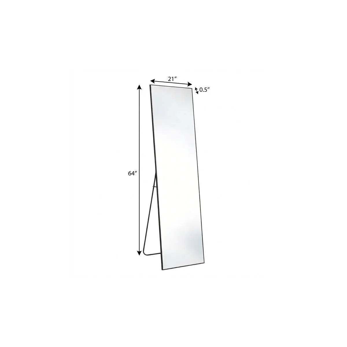 64" Black Aluminum Freestanding And Wall Mounted Framed Full Length Mirror Homeroots Bed & Bath
