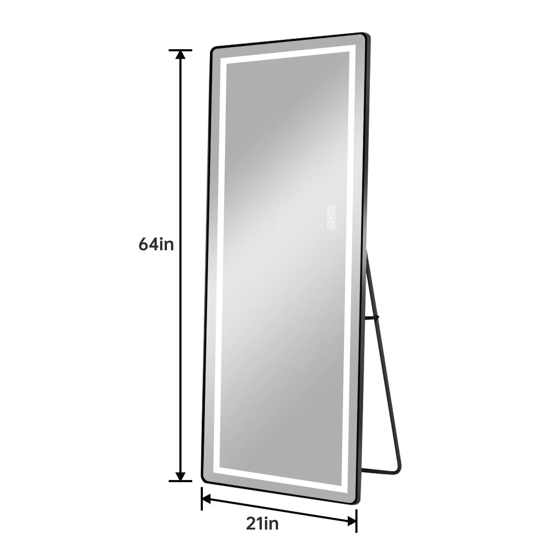 64" Black Aluminum Lighted Wall Mounted And Freestanding Framed Full Length Mirror Homeroots Bed & Bath