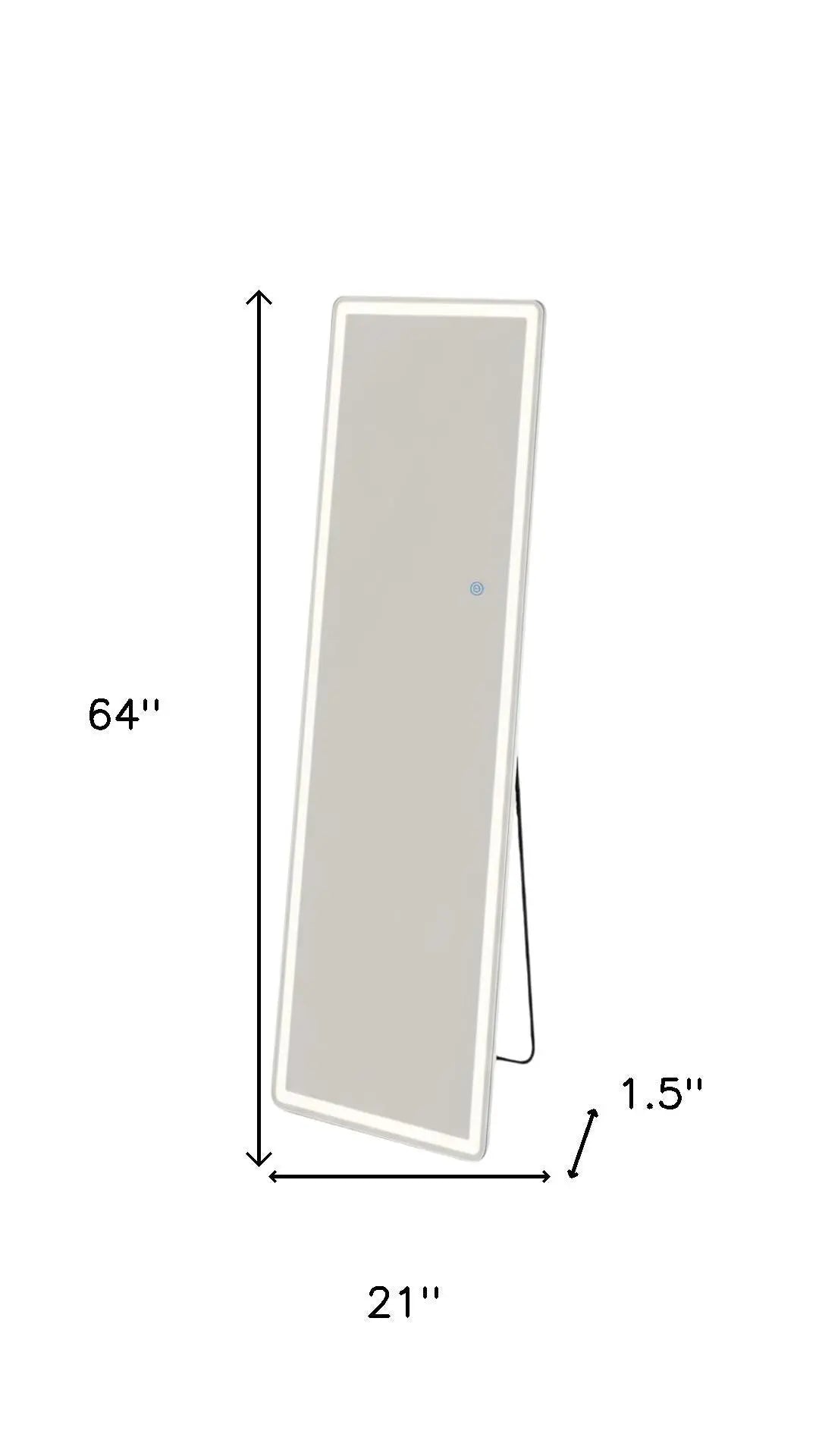 64" Clear Lighted Freestanding and Wall Mount Frameless Full Length Mirror Homeroots Bed & Bath