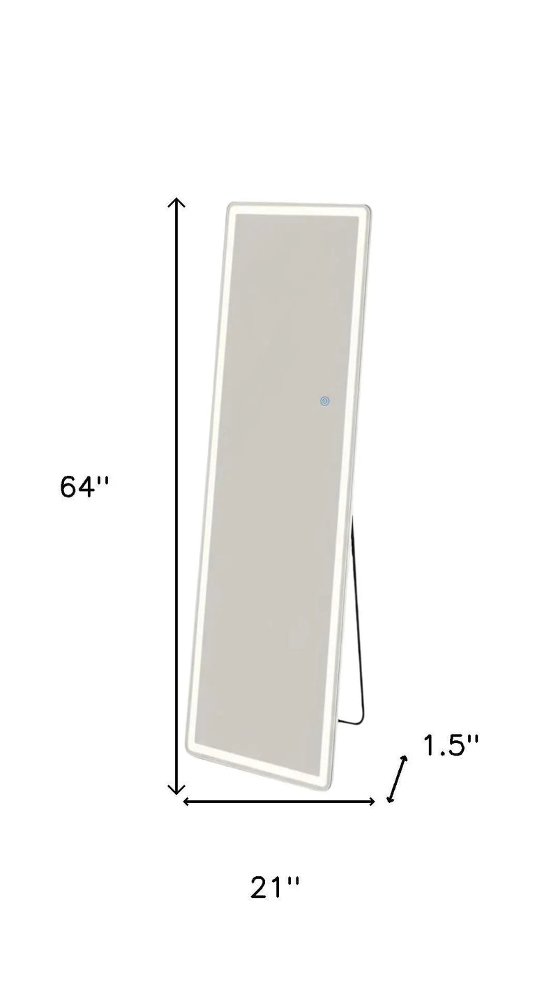 64" Clear Lighted Freestanding and Wall Mount Frameless Full Length Mirror Homeroots Bed & Bath