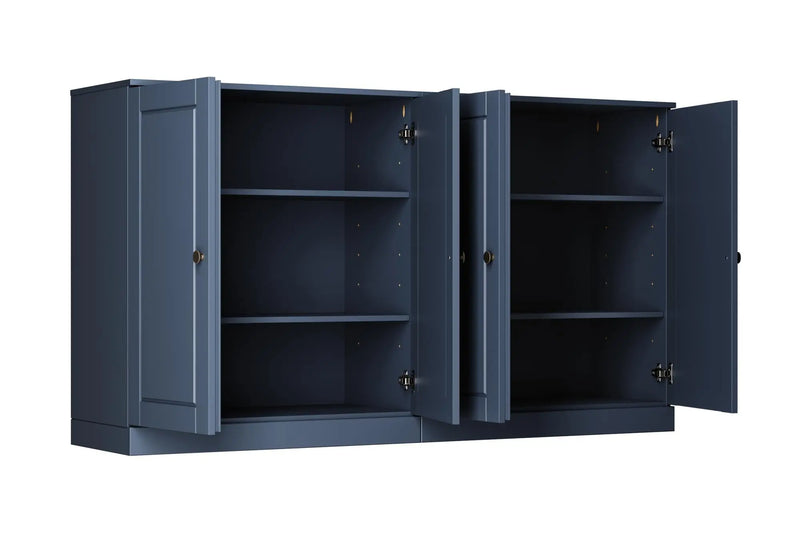 64" French Blue Solid Wood Sideboard With Two Doors Homeroots Kitchen & Dining