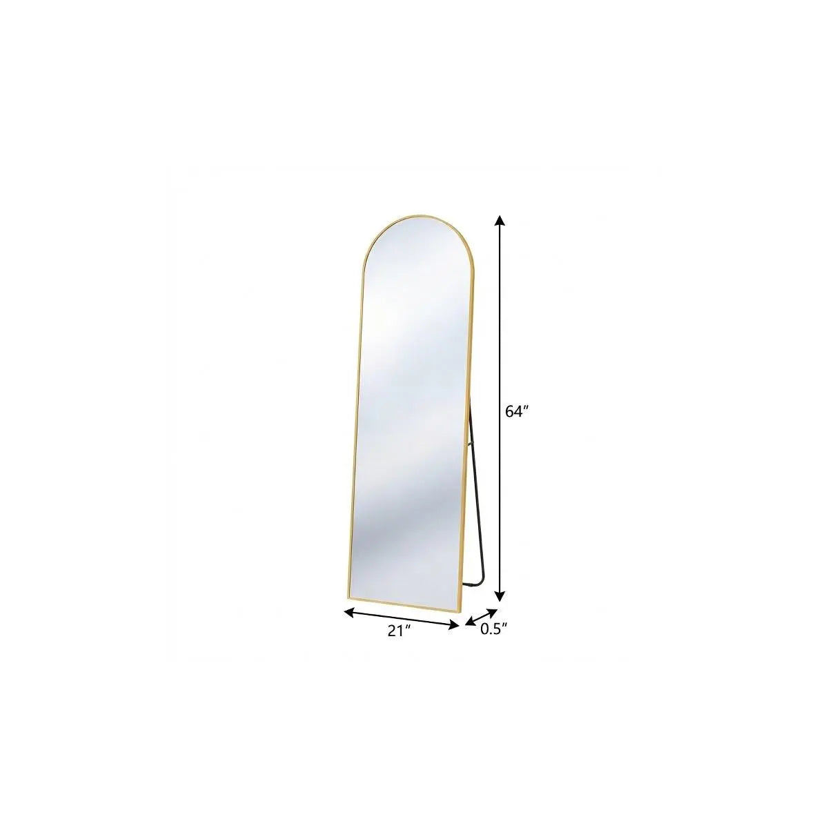 64" Gold Aluminum Arch Freestanding And Wall Mounted Framed Full Length Mirror Homeroots Bed & Bath