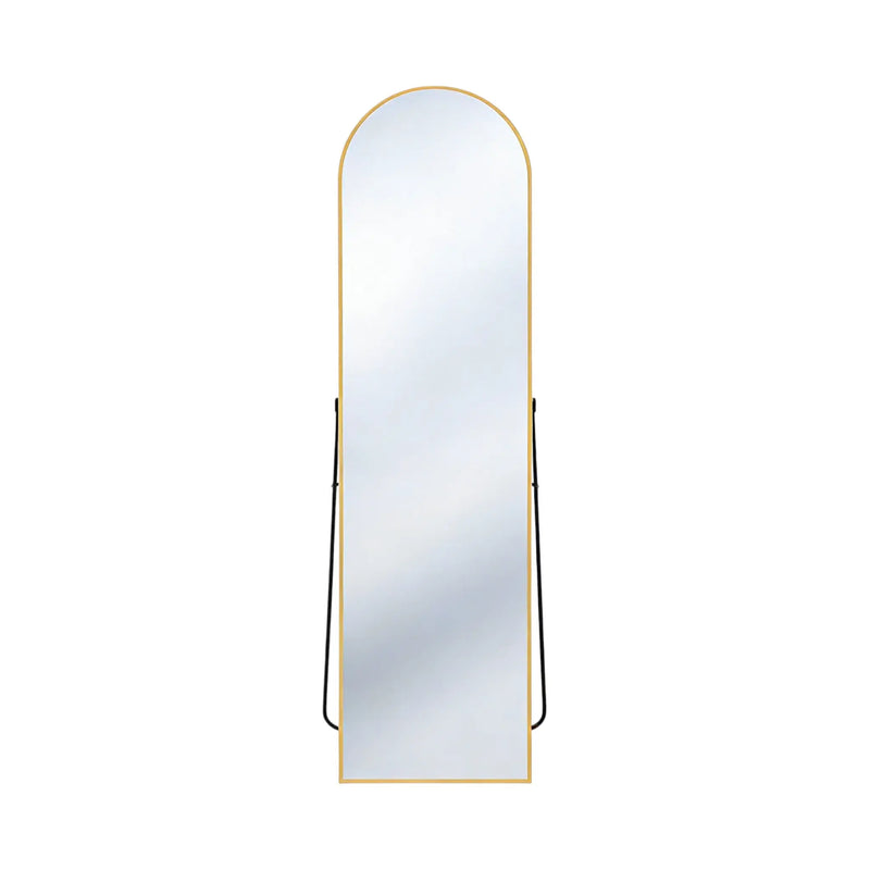 64" Gold Aluminum Arch Freestanding And Wall Mounted Framed Full Length Mirror Homeroots Bed & Bath