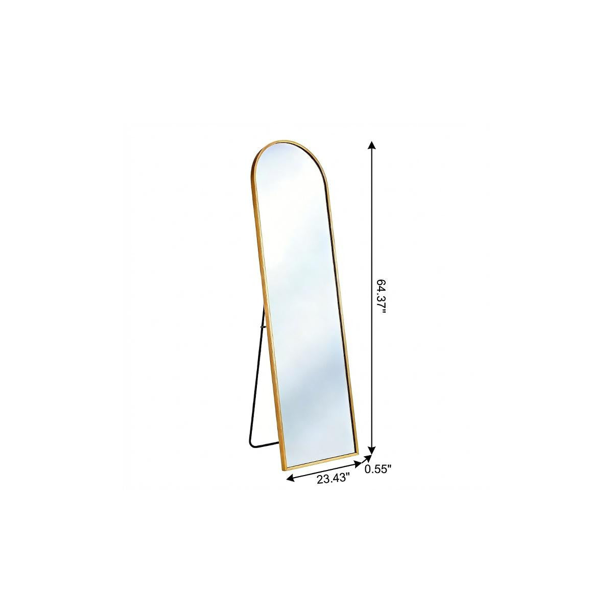 64" Gold Aluminum Arch Freestanding And Wall Mounted Framed Full Length Mirror Homeroots Bed & Bath