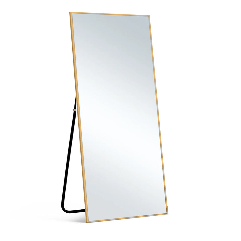 64" Gold Aluminum Freestanding And Wall Mounted Framed Full Length Mirror Homeroots Bed & Bath