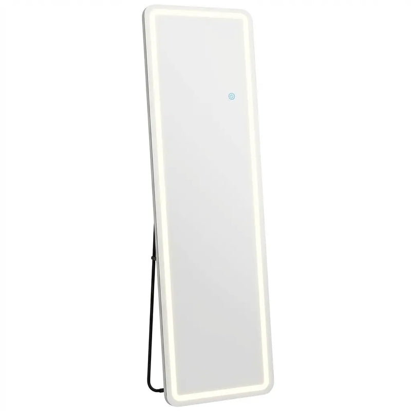 64" Lighted Wall Mount Leaning Or Freestanding Frameless Full Length Mirror Homeroots Bed & Bath