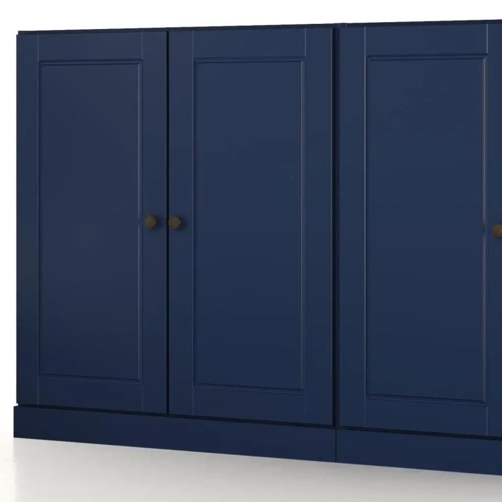 64" Navy Blue Solid Wood Sideboard With Two Doors Homeroots Kitchen & Dining