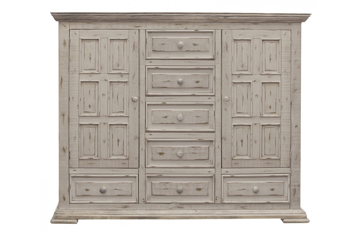 64" White Solid Wood Seven Drawer Gentlemans Chest - GreatEagleInc
