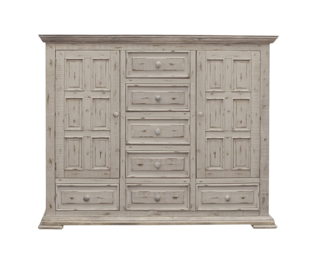 64" White Solid Wood Seven Drawer Gentlemans Chest - GreatEagleInc