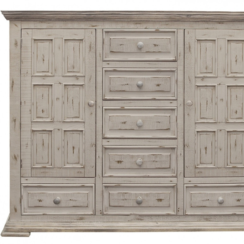 64" White Solid Wood Seven Drawer Gentlemans Chest - GreatEagleInc