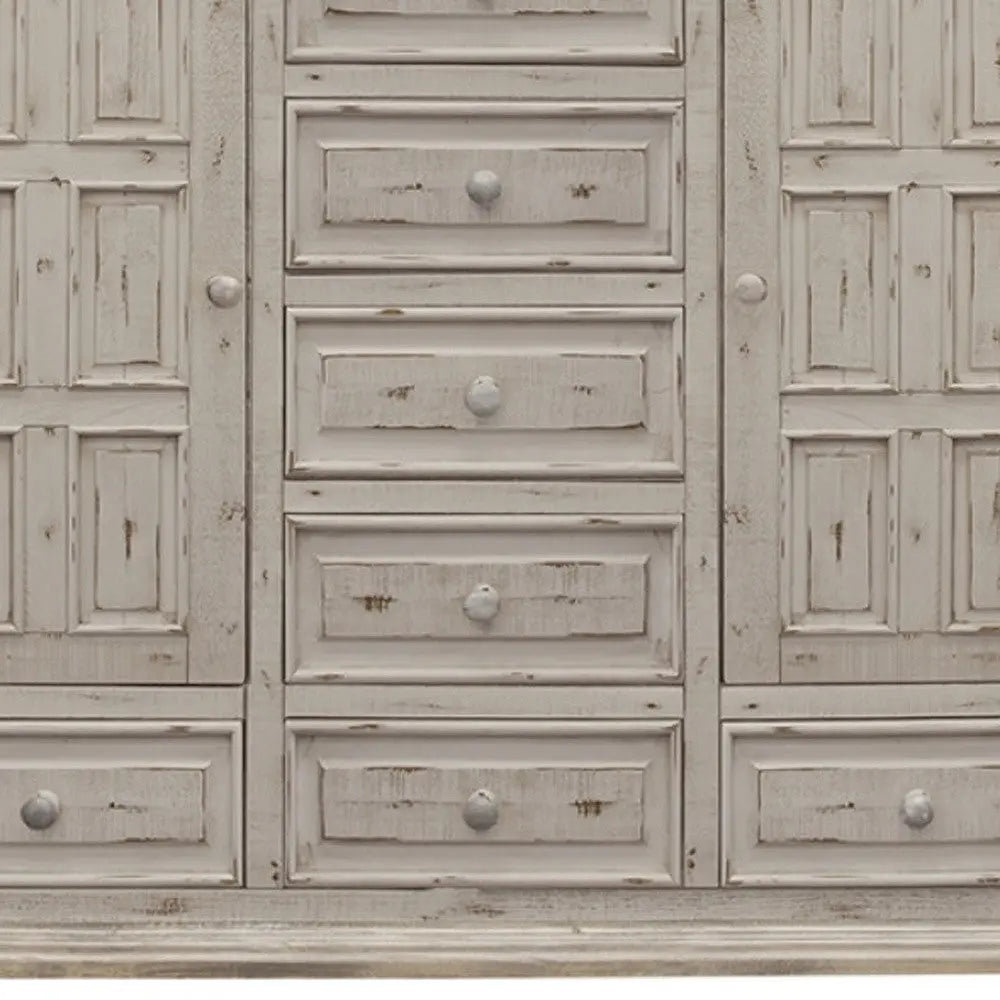 64" White Solid Wood Seven Drawer Gentlemans Chest - GreatEagleInc